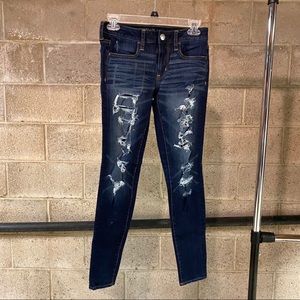 AE dark denim distressed